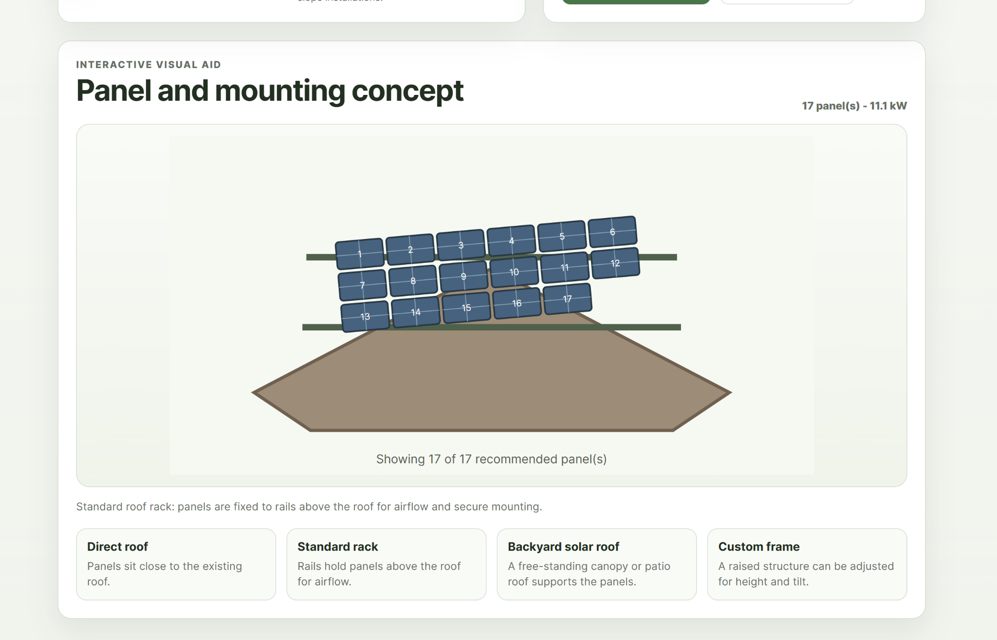 Solar Plan Lab roof and panel mounting concept interface